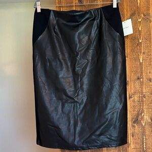 Black Faux Leather Pencil Skirt